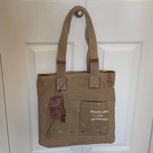 Uchi Atticus Canvas Bag Peace Love And Whatever